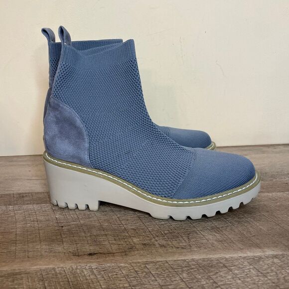 Size 9 Nicole Miller Womens grey Ankle Boots Mesh & Suede Upper Rubber Sole - Picture 5 of 8